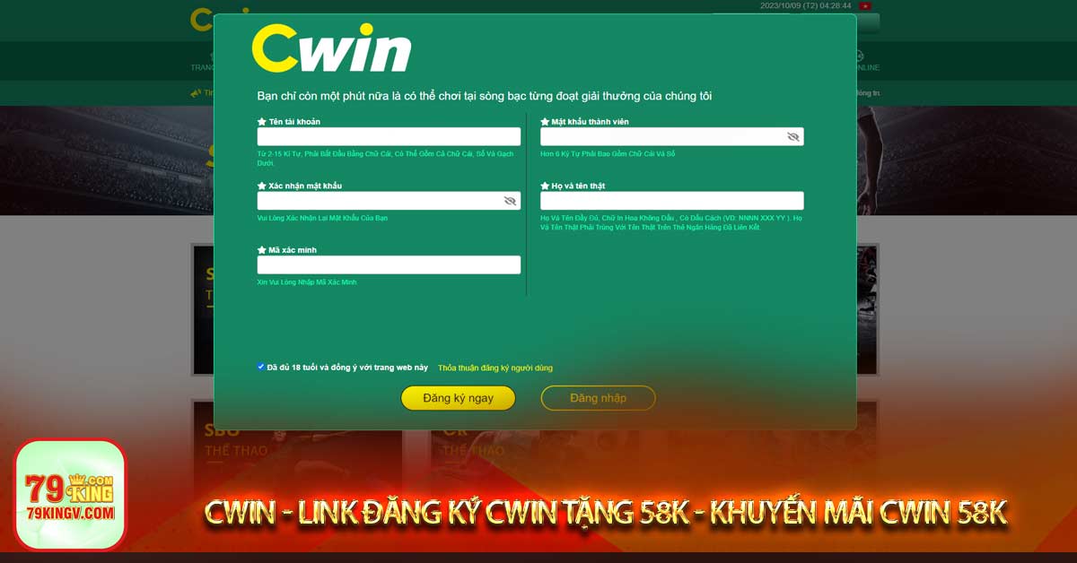 Hướng dẫn truy cập Cwin 58k trên web