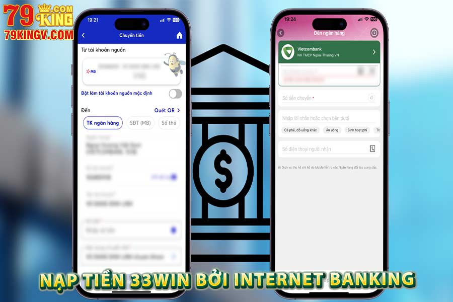 Nạp tiền 33win bởi internet banking