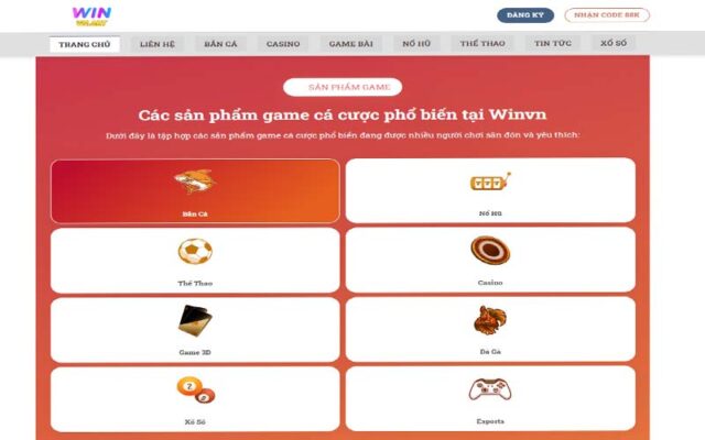 Winvn trò chơi cung cấp đa dạng dịch vụ cá cược khác nhau